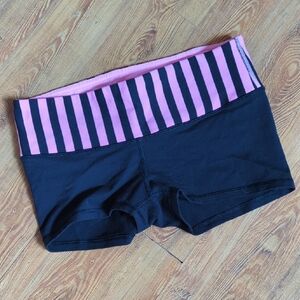 Black and Pink Striped Waistband Shorts